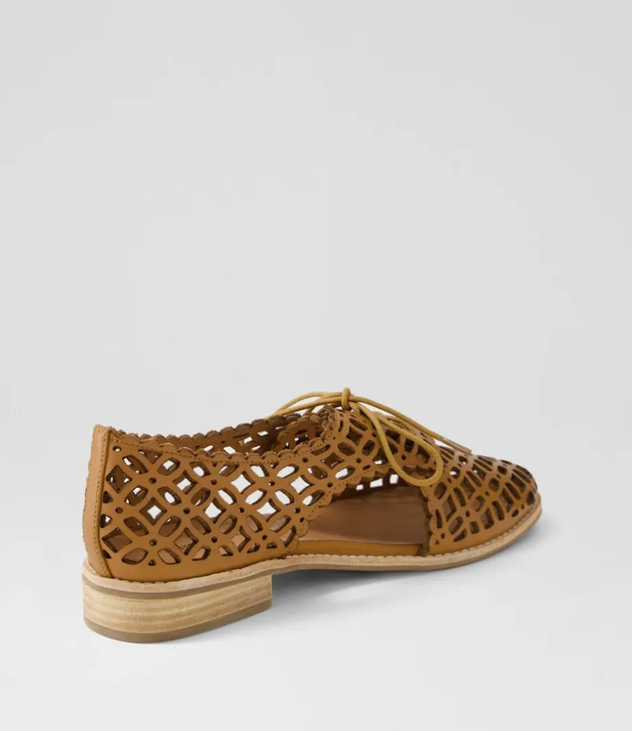 Addyst Tan Leather Lace Up Flats