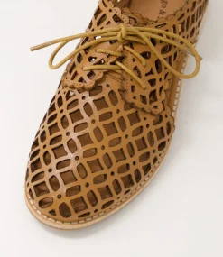 Addyst Tan Leather Lace Up Flats