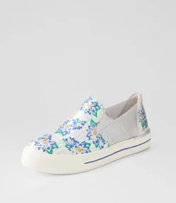 Adela W Blue Silver Cut Leather Sneakers