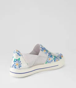 Adela W Blue Silver Cut Leather Sneakers