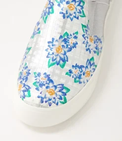 Adela W Blue Silver Cut Leather Sneakers