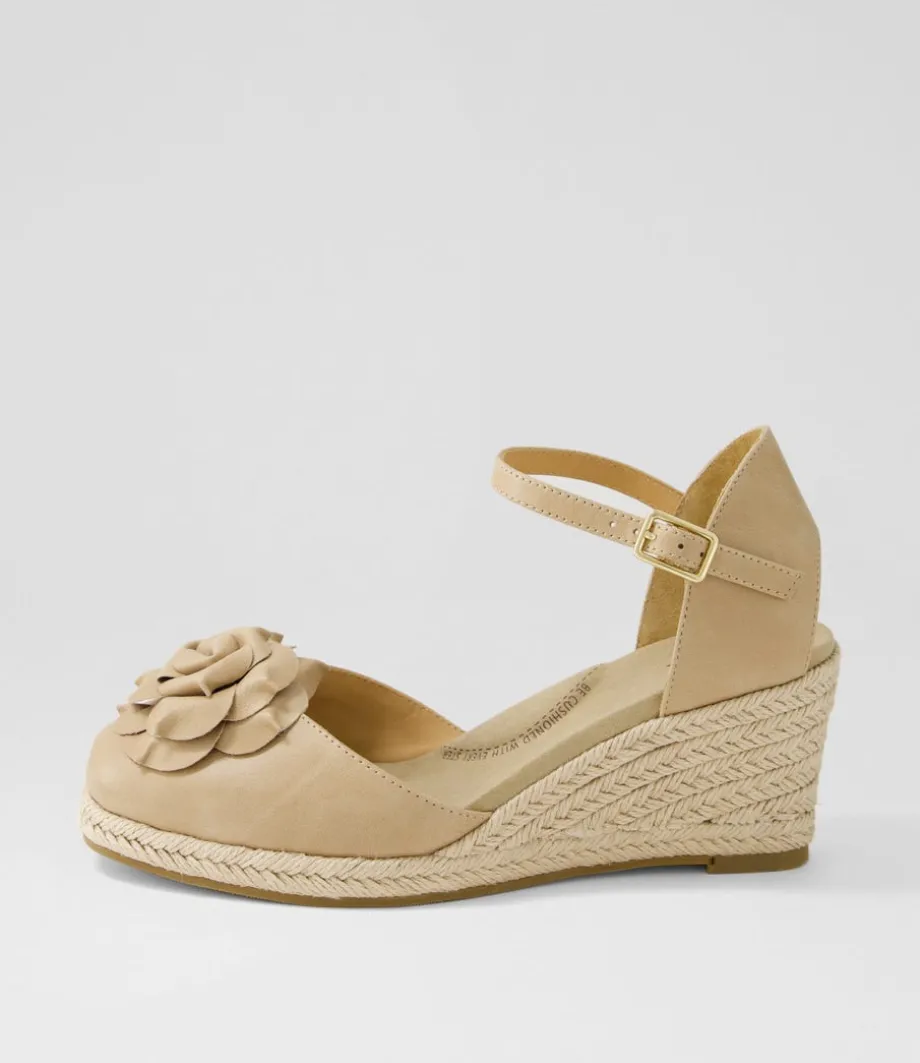 Adira W Latte Leather Wedges