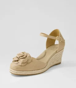 Adira W Latte Leather Wedges