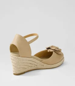 Adira W Latte Leather Wedges