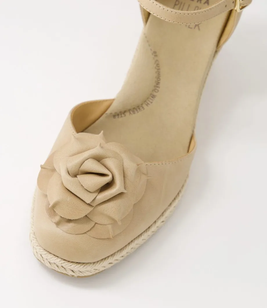 Adira W Latte Leather Wedges