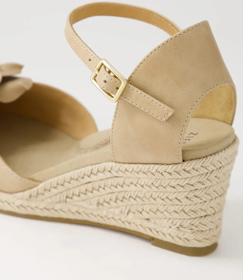 Adira W Latte Leather Wedges
