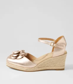 Adira W Pale Rose Gold Leather Wedges
