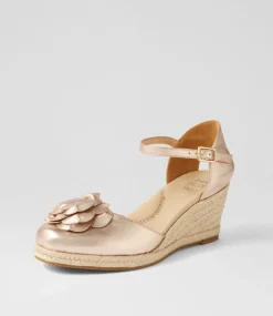 Adira W Pale Rose Gold Leather Wedges