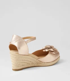 Adira W Pale Rose Gold Leather Wedges