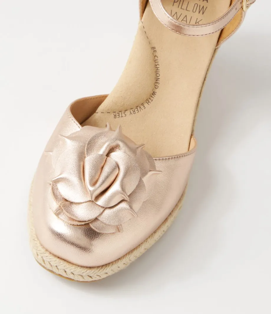Adira W Pale Rose Gold Leather Wedges