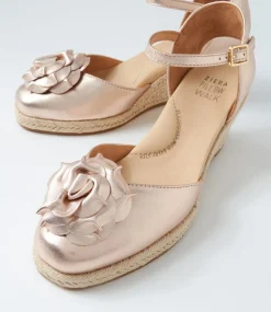 Adira W Pale Rose Gold Leather Wedges