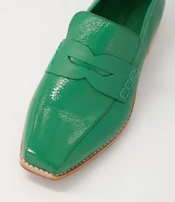 Agape Dark Emerald Spearmint Patent Leather Loafers