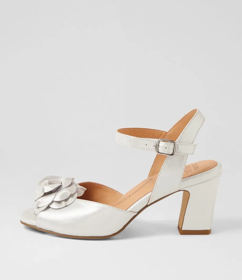 Aggie W Silver Shimmers Leather Sandals