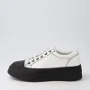 Agot White Black Leather Stitch Sneakers