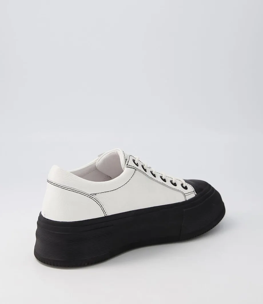 Agot White Black Leather Stitch Sneakers