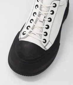 Agot White Black Leather Stitch Sneakers