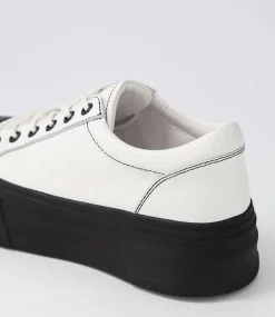 Agot White Black Leather Stitch Sneakers
