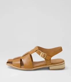 Agotary Tan Leather Flat Shoes