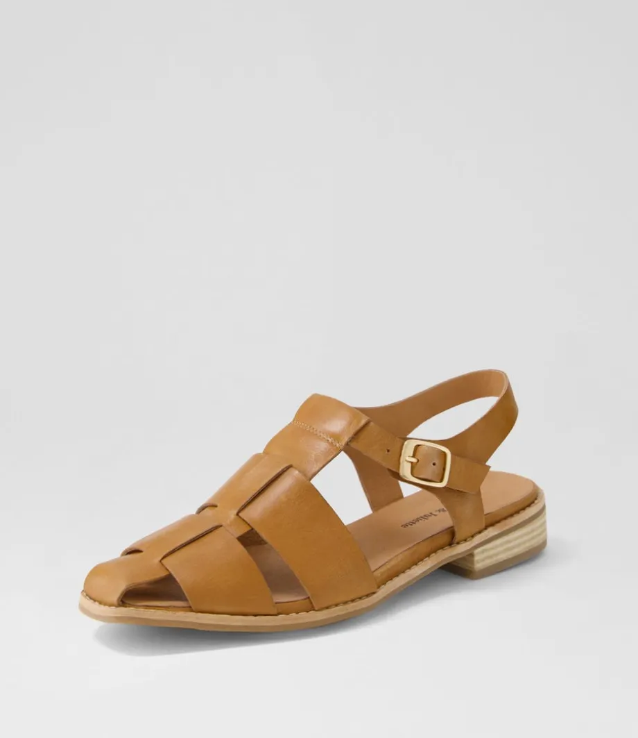 Agotary Tan Leather Flat Shoes