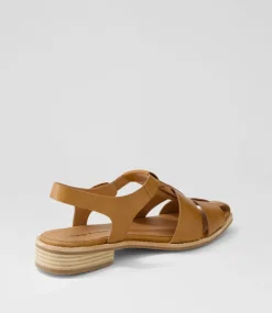 Agotary Tan Leather Flat Shoes
