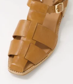 Agotary Tan Leather Flat Shoes
