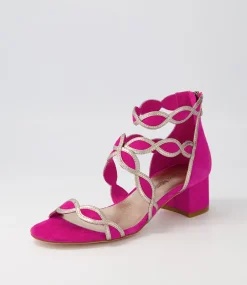 Ailani Fuchsia Platino Suede Leather Sandals