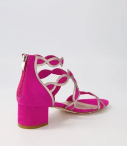 Ailani Fuchsia Platino Suede Leather Sandals