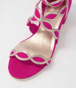 Ailani Fuchsia Platino Suede Leather Sandals