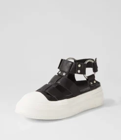 Akash Black White Leather Sneakers