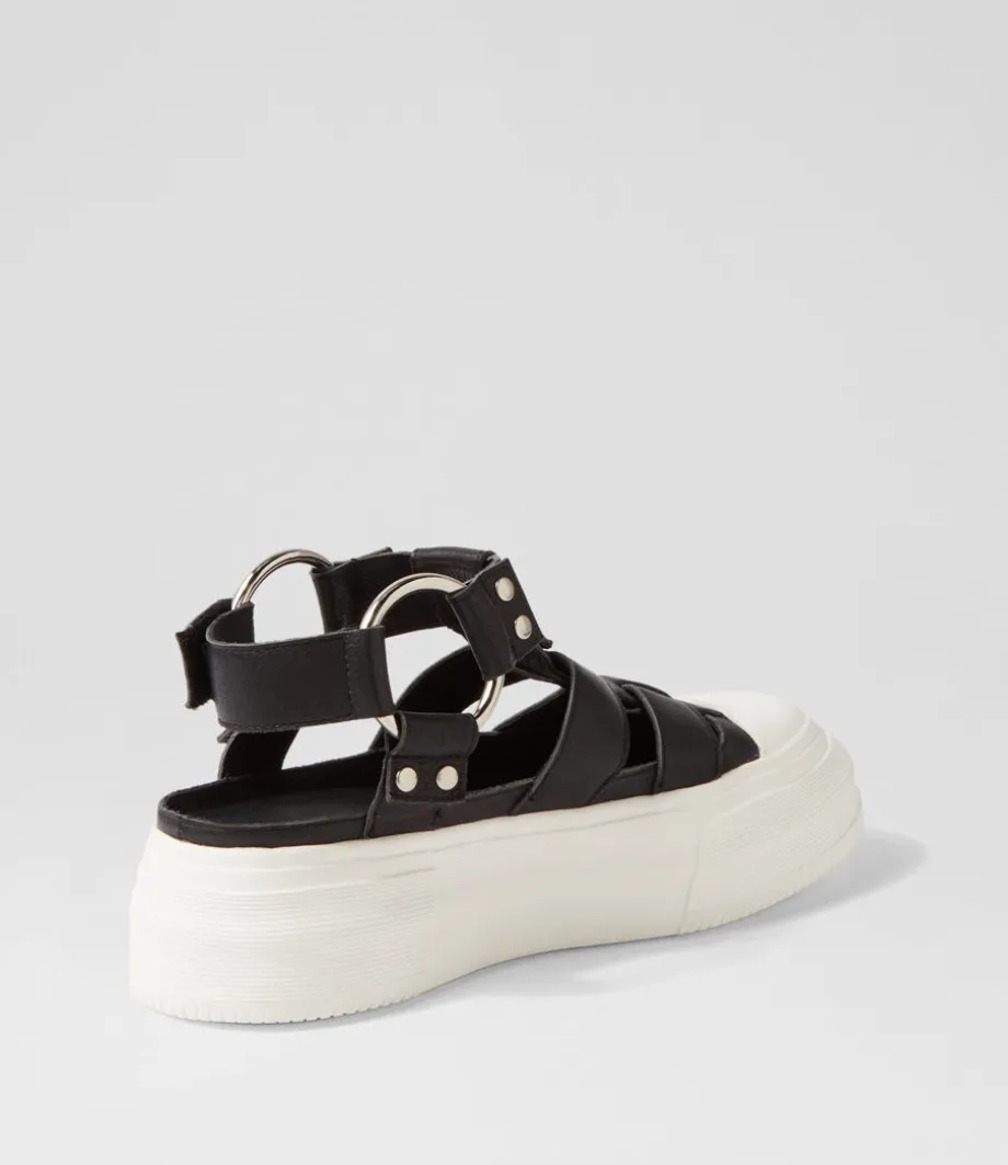 Akash Black White Leather Sneakers