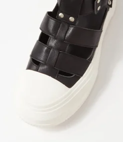 Akash Black White Leather Sneakers