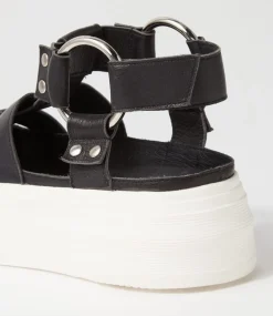 Akash Black White Leather Sneakers