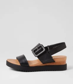 Albany Black Leather Sandals
