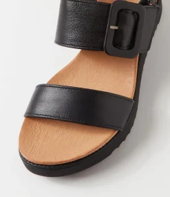 Albany Black Leather Sandals