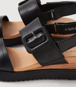Albany Black Leather Sandals