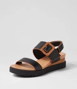 Albany Black Tan Leather Sandals