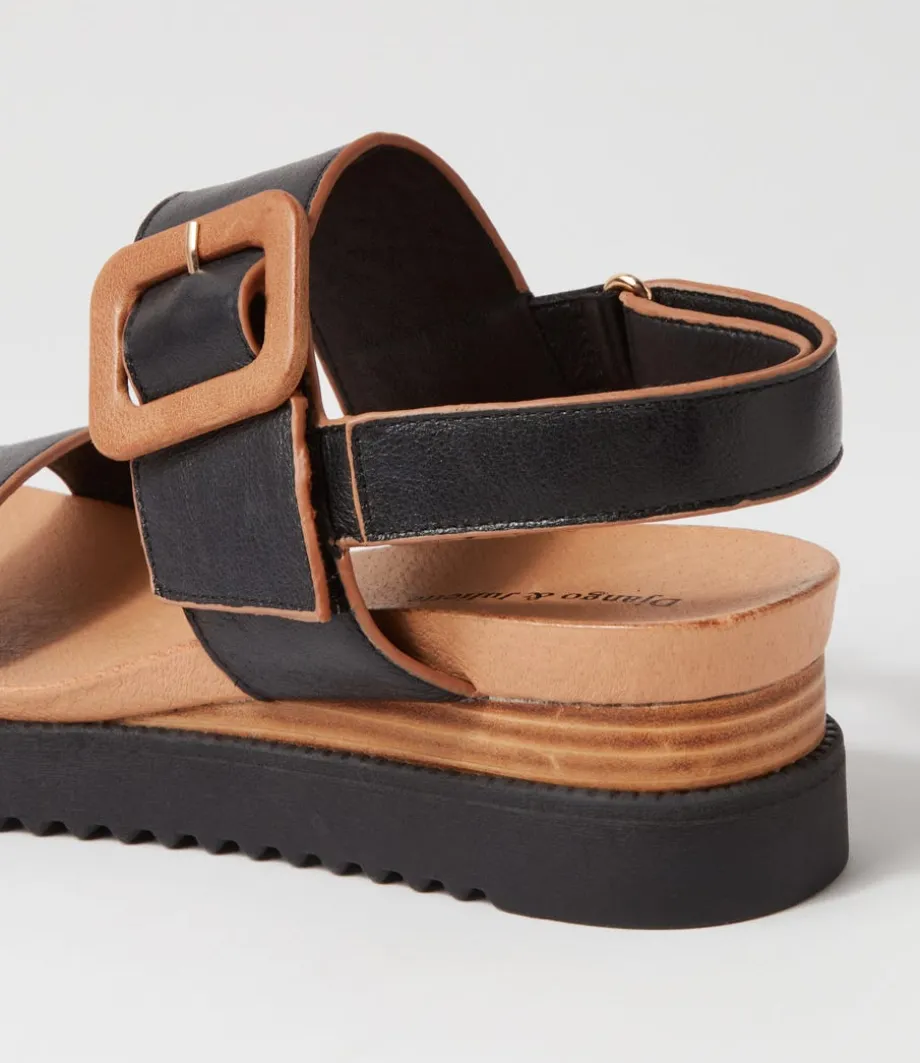 Albany Black Tan Leather Sandals