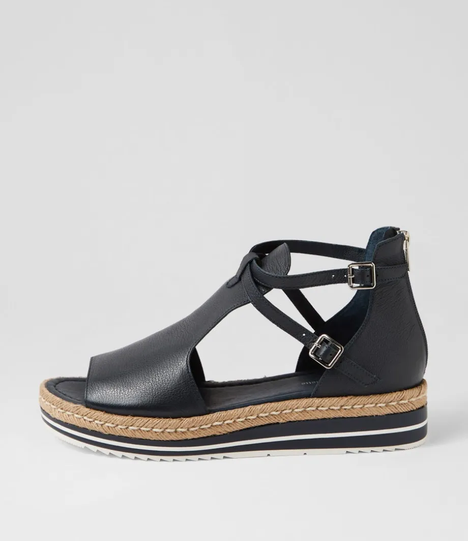 Alexys Lrg Navy Leather Espadrilles