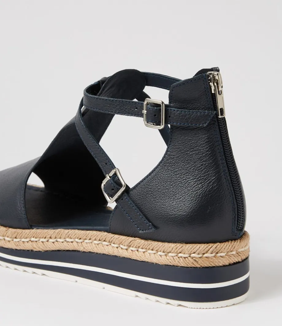 Alexys Lrg Navy Leather Espadrilles