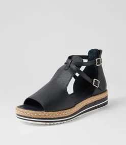 Alexys Navy Leather Espadrilles