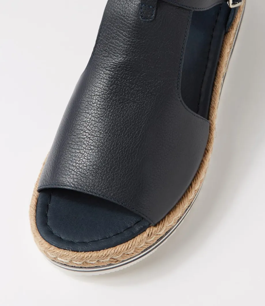 Alexys Navy Leather Espadrilles