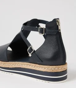 Alexys Navy Leather Espadrilles
