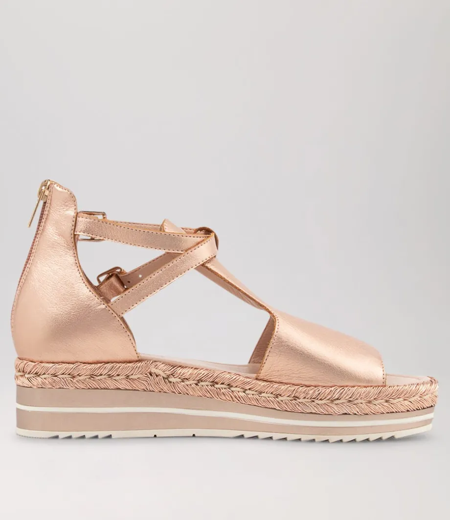Alexys Pale Rose Gold Rope Leather Sandals