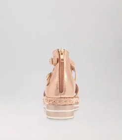 Alexys Pale Rose Gold Rope Leather Sandals