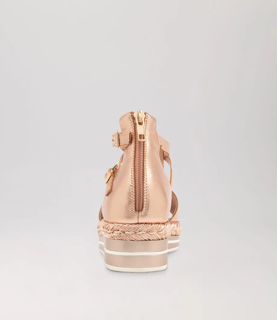 Alexys Pale Rose Gold Rope Leather Sandals
