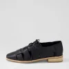 Alisane Black Leather Lace Up Flats