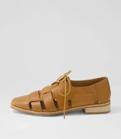 Alisane Tan Leather Lace Up Flats