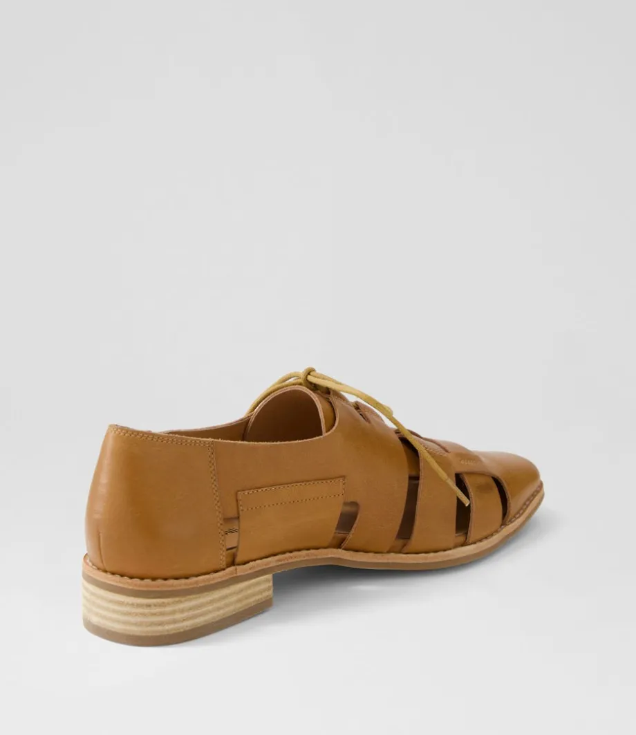 Alisane Tan Leather Lace Up Flats