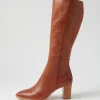Allouta Cognac Leather Knee High Boots