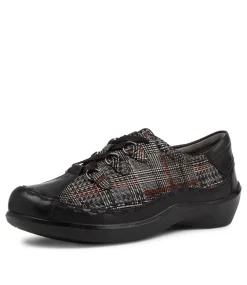 Allsorts W Black Check Leather Lace-Up Shoes